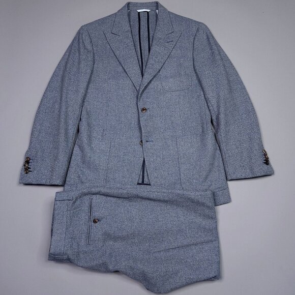Astor & Black Nobility Herringbone Wool 2 Peice Suit Surgeon Cuffs 42 Chest - Picture 1 of 15